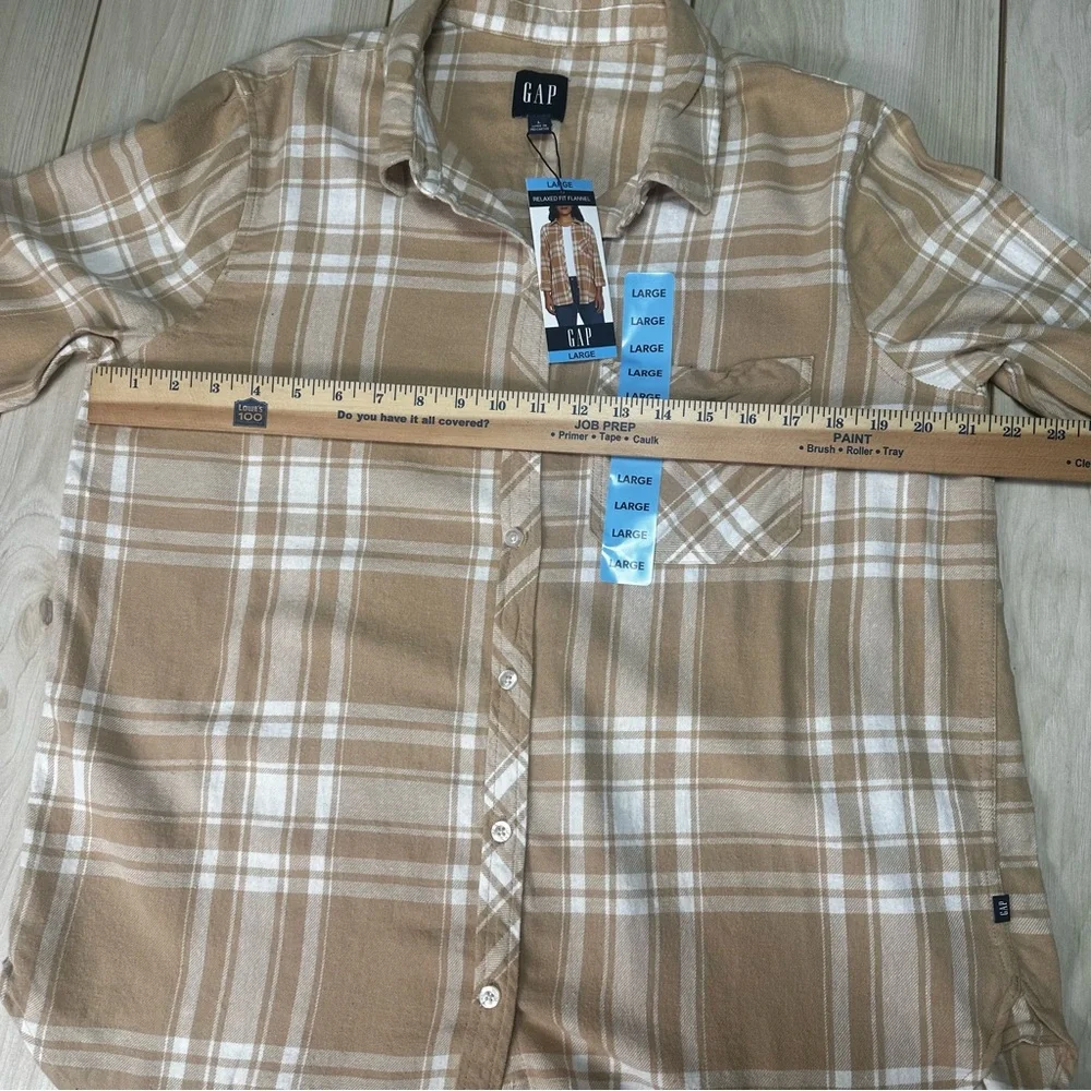Gap Women's Soft Cotton Relaxed Fit Button Up Flannel Shirt Size‎ Large-New - Picture 11 of 15